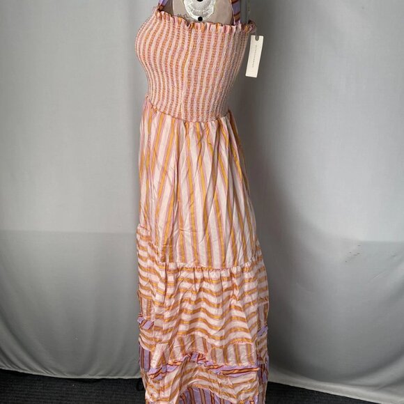 Anthropologie Dolan Caroline Tiered Maxi Dress Orange Multi Stripe Size S | NWT - Picture 7 of 9